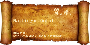 Mallinger Antal névjegykártya